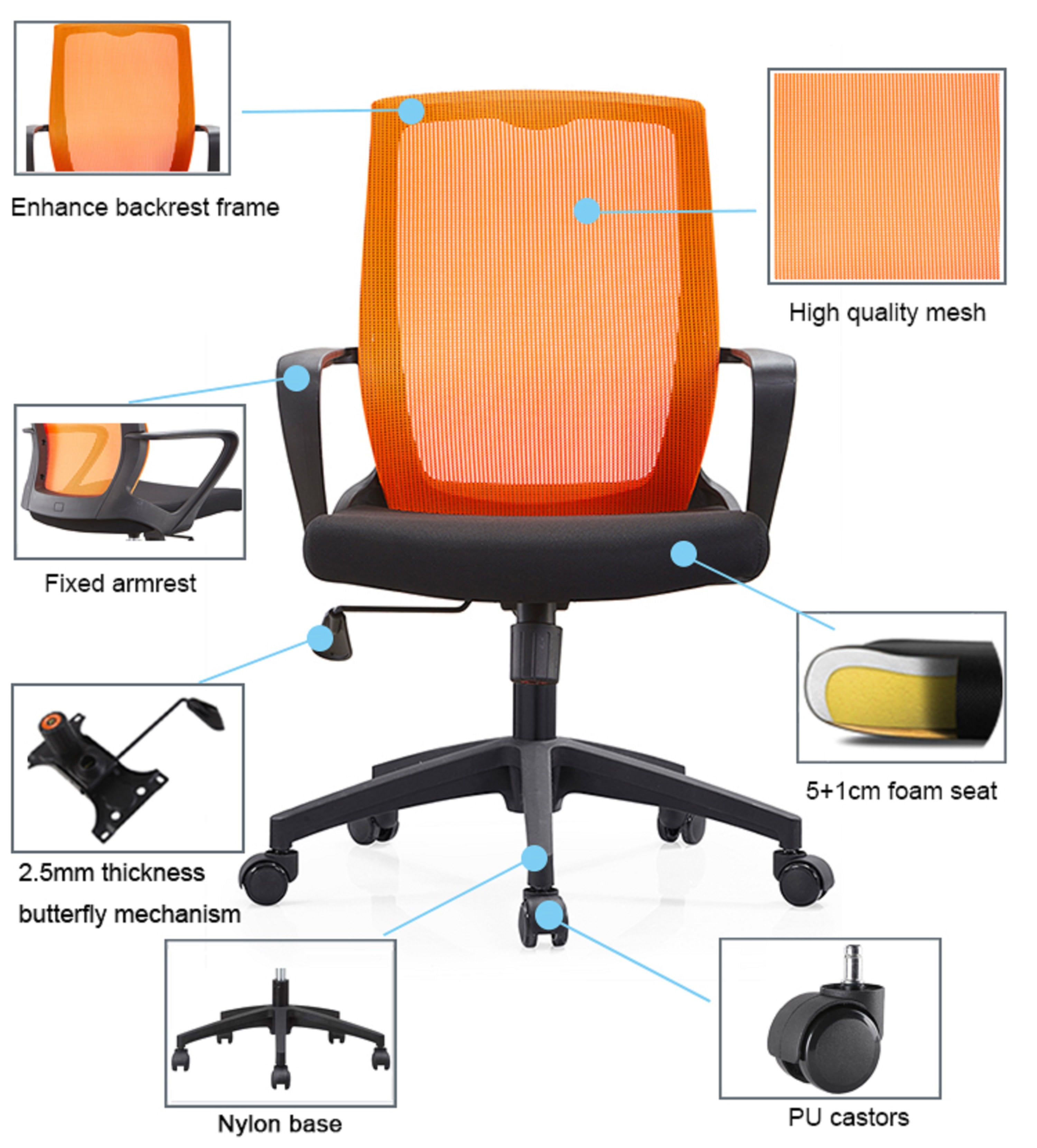 American Imaginations 22,8 pouces L 38,6 pouces Chaise de bureau moderne H en acier inoxydable-plastique-nylon en noir