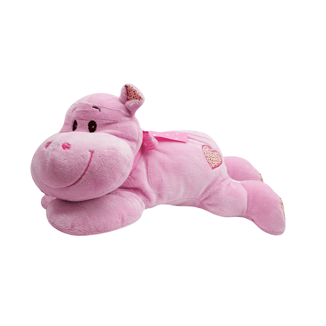 Sonaja de Peluche Hipopótamo Rosa Importadora La Merced Modelo Sonaja de Animalito Acostado 15 cm Alto 27 cm Ancho 38 cm Largo
