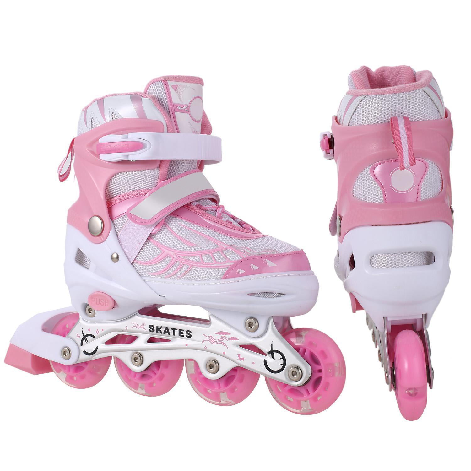 WWahuayuan Adjustable Roller Skates,4 Size Adjustable Light up Roller Skates with Light up Wheels Size for Girls Boys for Kids