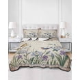 thumbnail image 2 of Quilt King Size Bedding Set, Spring Flowers Reversible Summer Quilt 3 Pieces, Vintage Floral Leaves Birds Pastoral Botanical Lightweight Bedspreads Coverlets with 2 Pillow Shams for All Seasons, 2 of 5