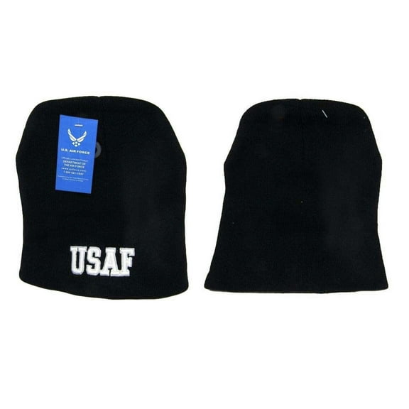 8" USAF Air Force Letters Black Embroidered Beanie Skull Cap Hat WIN603D TOPW
