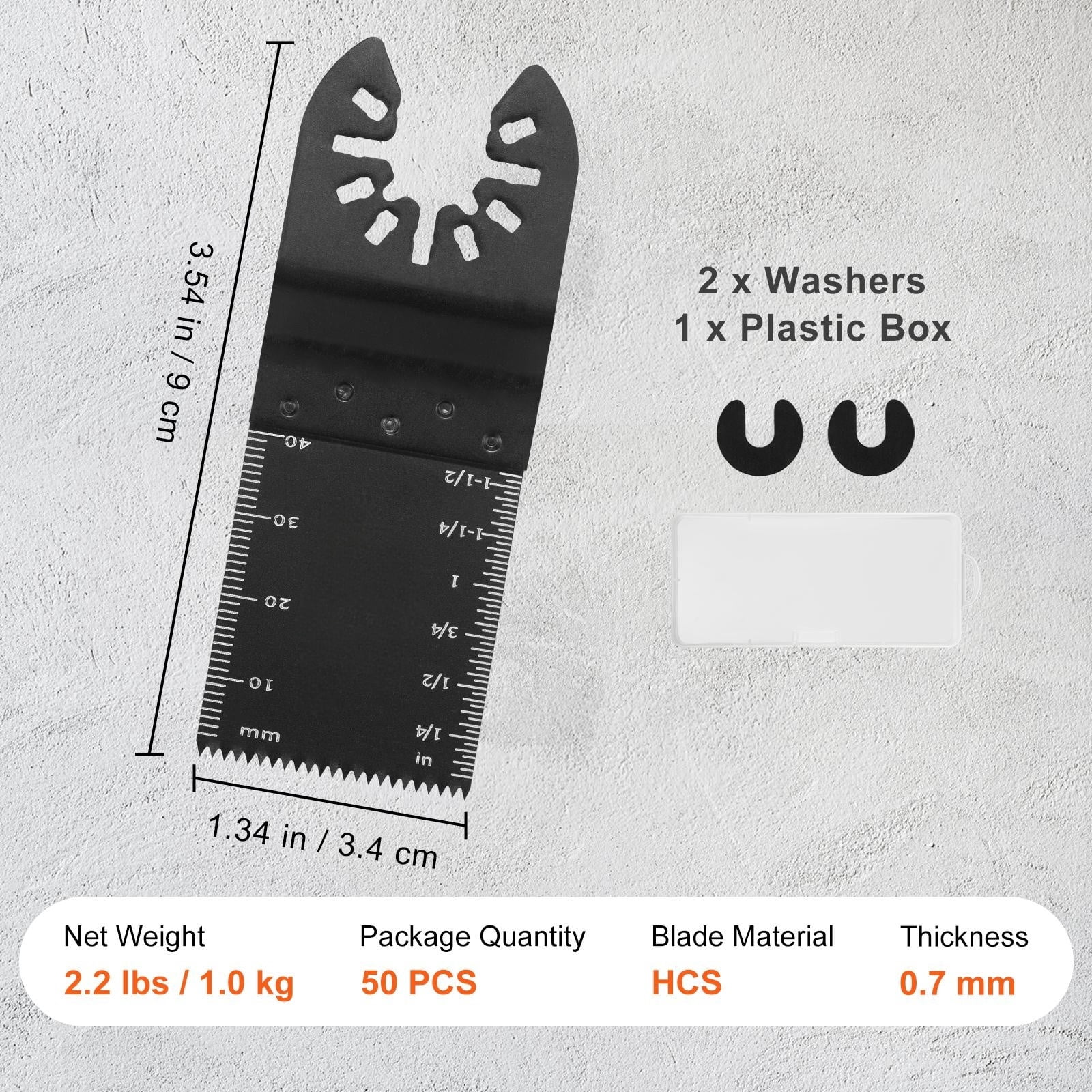 VEVOR 50PCS Oscillating Saw Blades, Universal Quick Release Oscillating Saw Blades, Multitool Tool Blades for Wood Plastic Aluminum, Fit Dewalt Bosch Milwaukee Hitachi Chicago Craftsman