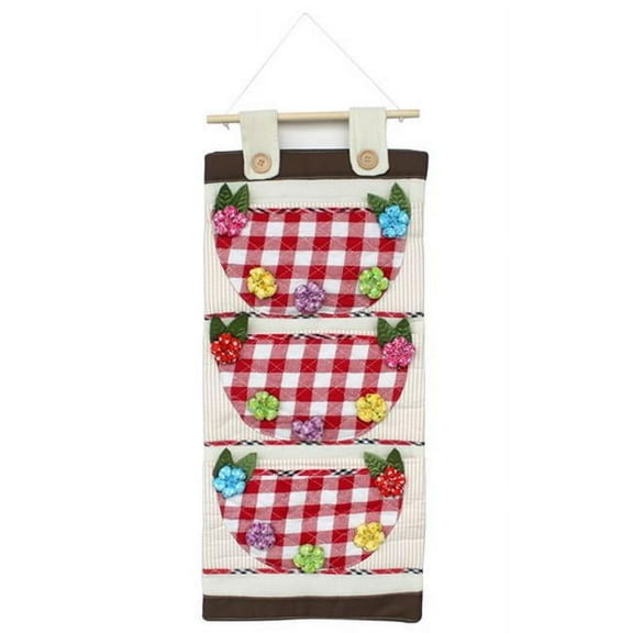 YF-WH056 Plaid and Flowers Pink/Wall Hanging/ Wall Organizers / Wall Baskets / Hanging Baskets