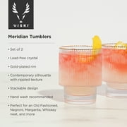 Viski Meridian Crystal Old Fashioned Cocktail Glasses, 12oz (Set of 2)
