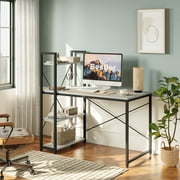Bestier 47 inch Computer Desk with Shelves for Home Office in Wash White