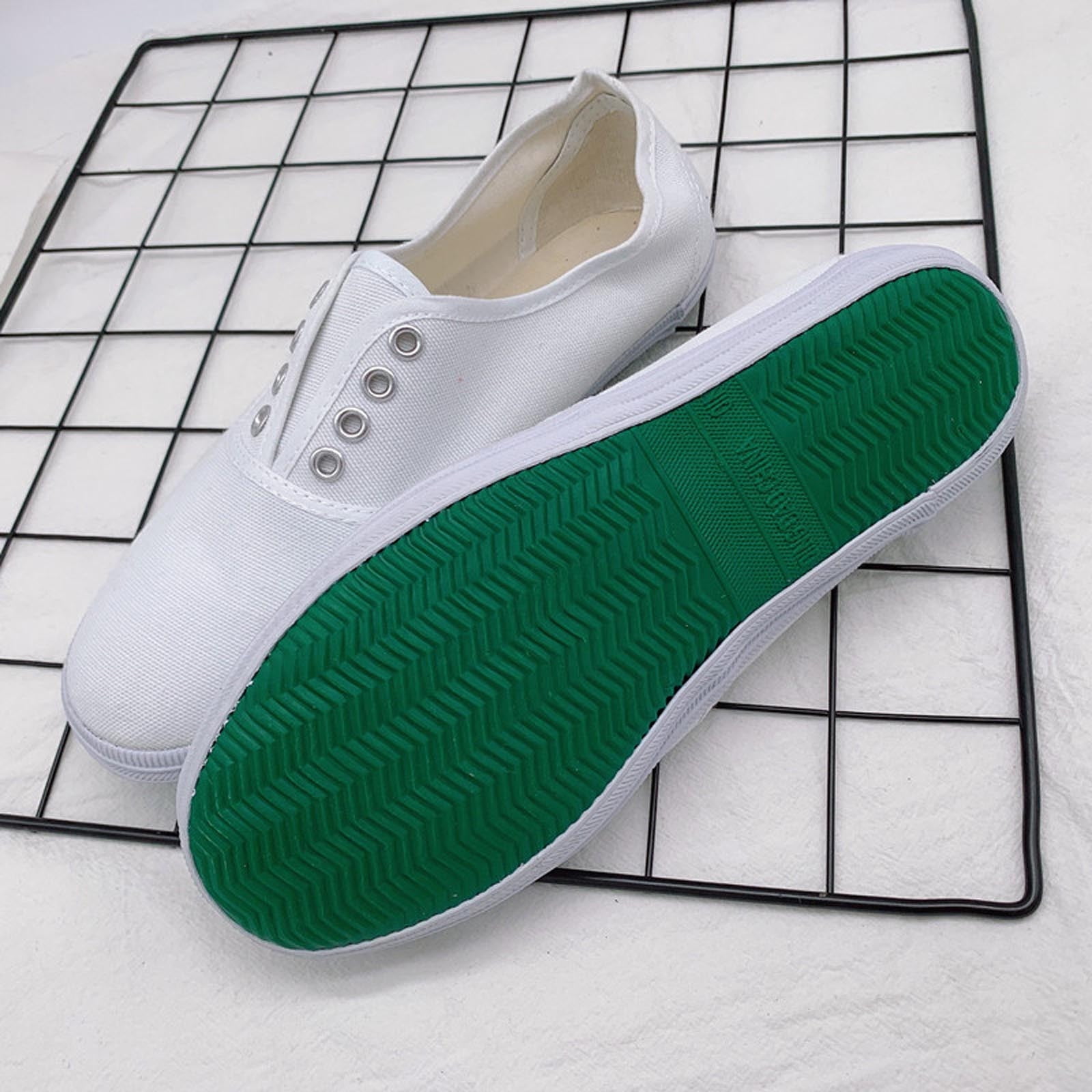 Womens White Canvas Sneakers Low Top Lace-up Canvas Shoes Lightweight Casual Tennis Shoes