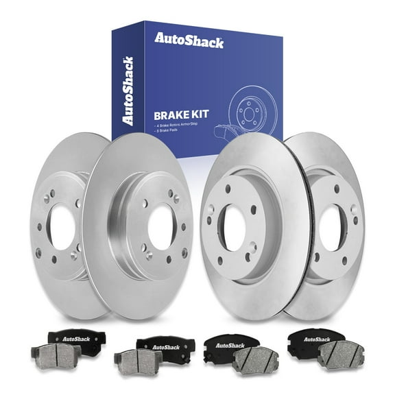 AutoShack Front & Rear Brake Rotors Ceramic Brake Pads | Replacement For 2006-2008 Hyundai Sonata 3.3L V6 FWD | Coated | 12-PC Brake Kit | ArmorStop