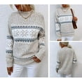 thumbnail image 3 of Women’s Casual Leopard Print Knitted Pullover Sweaters Long Sleeve Crew Neck Jumper Tops, 3 of 6