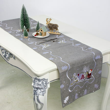 Download Christmas Embroidered Table Linens Table Top Runner Winter ...