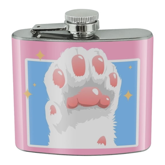 Cat Paw Toe Beans with Cute Sparkles Stainless Steel 5oz Hip Drink Kidney Flask