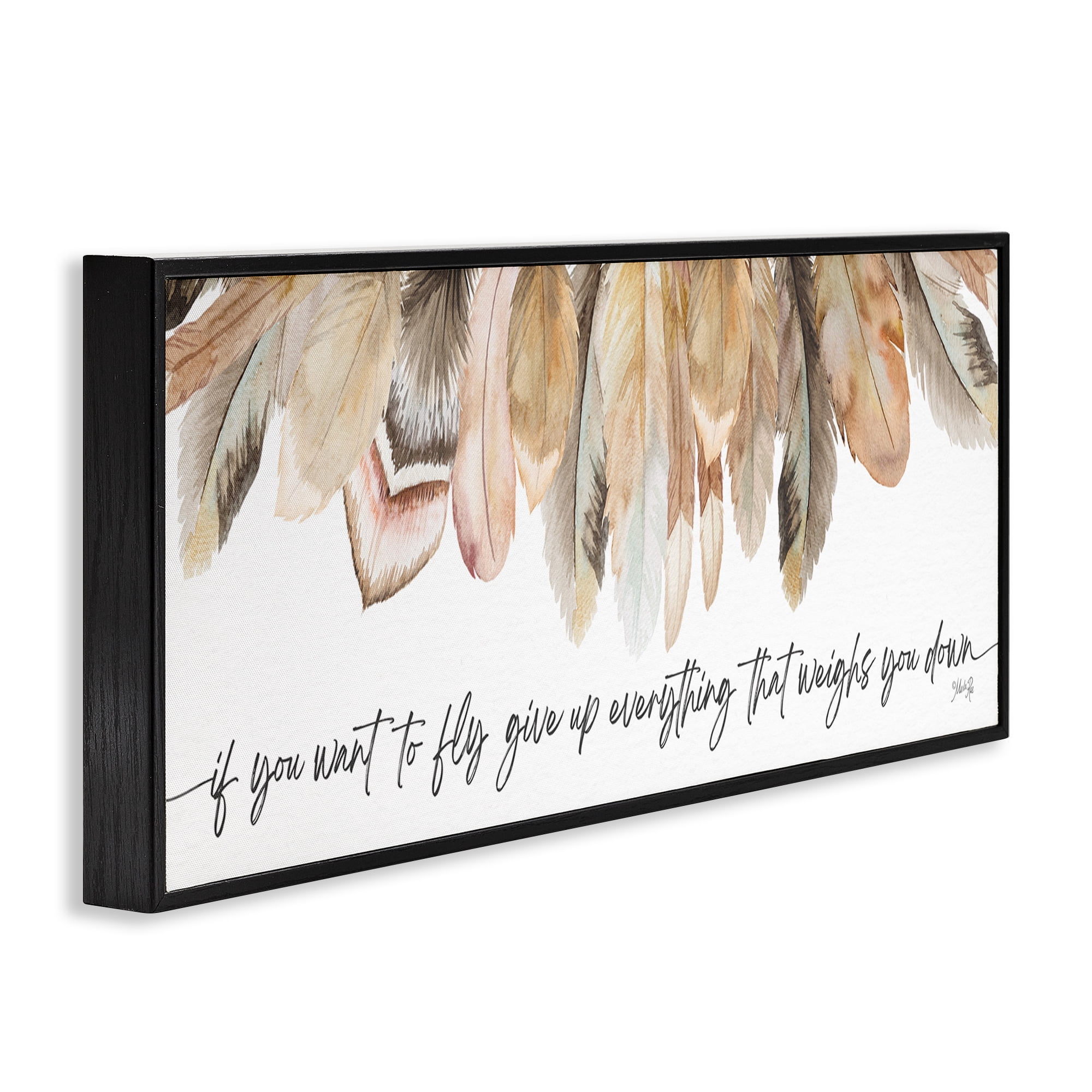 Stupell Industries If You Want To Fly Typography Painting Black Framed Art Print Wall Art, 24 x 10