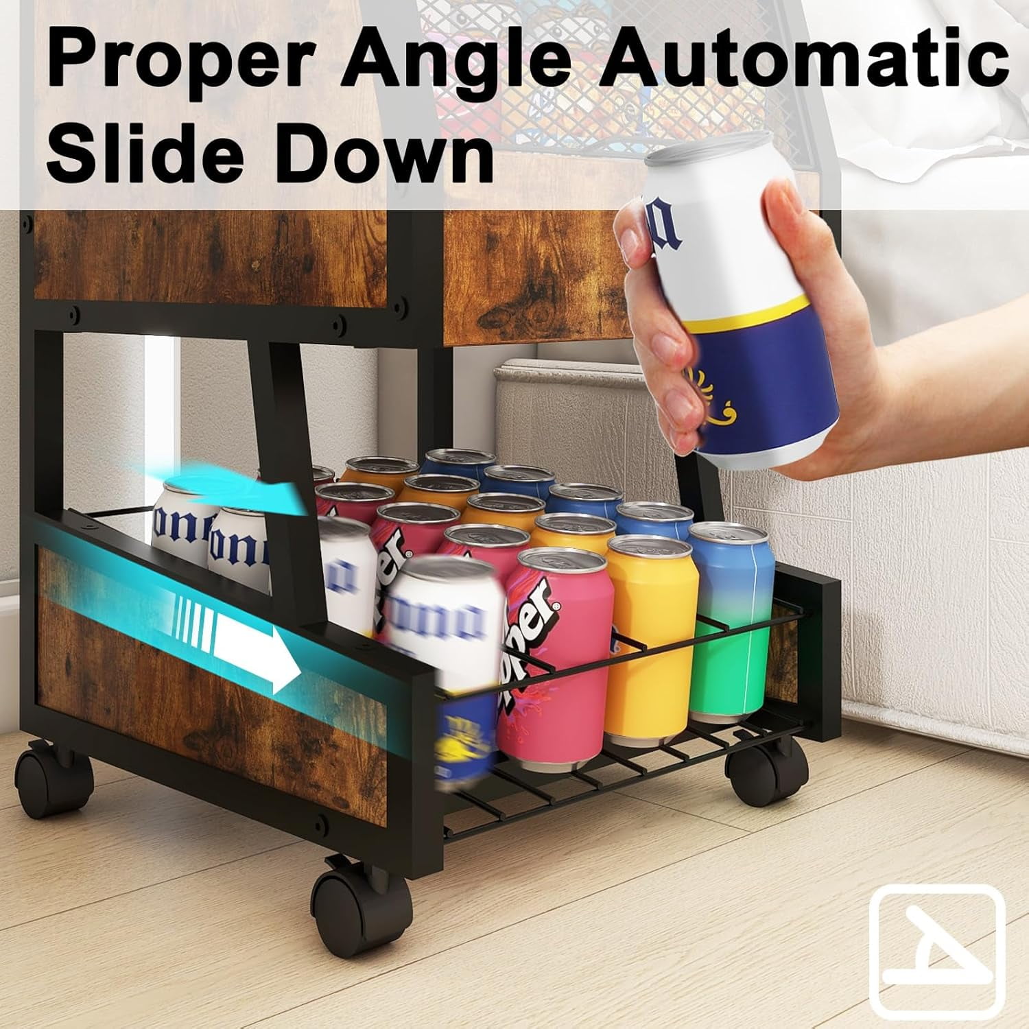 Compact Refrigerator Stand with Beverage Storage and Wheels Rolling Mini Fridge Cooler Table for Dorm Home Office Bedroom