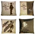 thumbnail image 1 of EREHome Beauty Girl Plum Tree Pillow Case Home Decor Cushion Cover 18x18 Inch, 1 of 2