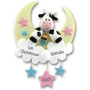 1st Christmas Cow in the Moon Personalized Baby's 1st Christmas Ornament