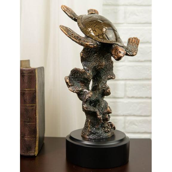 Ebros Nautical Marine Giant Sea Turtle Exploring Underwater Coral Reef Statue