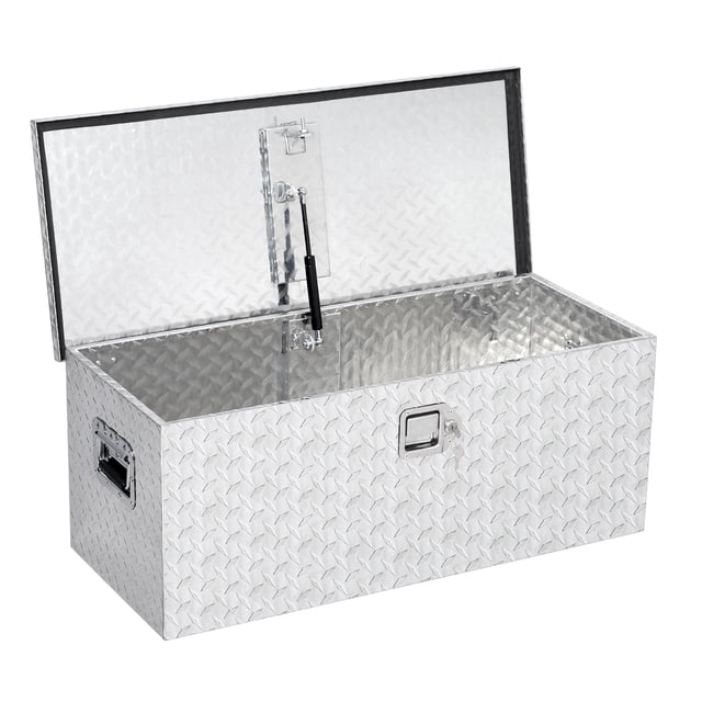 Aluminum Truck Bed Tool Box, Waterproof Lockable Storage Heavy Duty Toolbox for Pickup Beds, RVs & Trailers, Secure Organizer with Side Handles & Gas Strut Lid