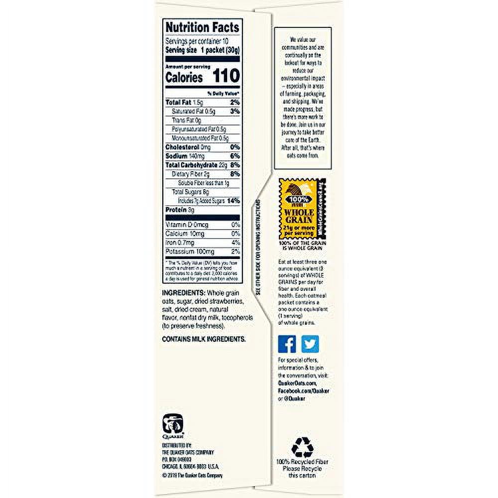 Quaker Instant Oatmeal Strawberries & Cream 1.23 oz, 10 Count