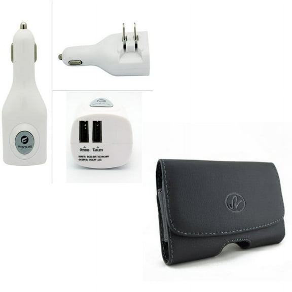 Black Horizontal Leather Case w Rapid Car Home Travel Charger Power Adapter Dual USB M1M Compatible With Google Pixel 3a XL