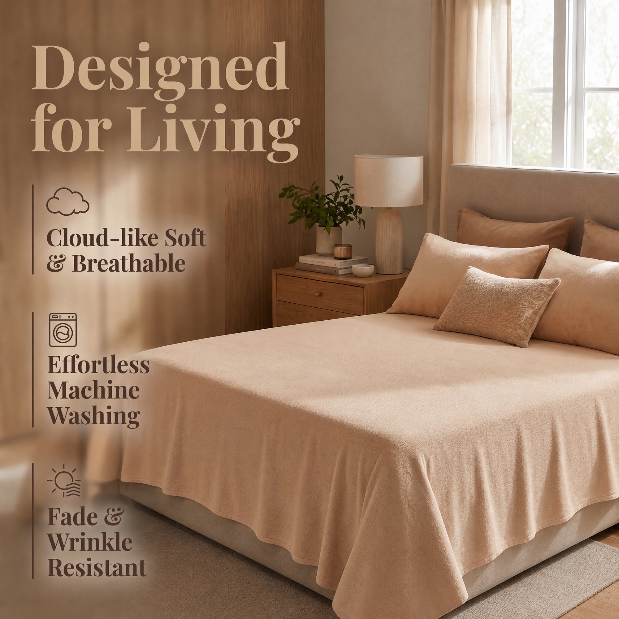 Unique Bargains Microfiber Breathable Flat Bed Sheet Cozy Bedding for Bedroom Khaki 63"x91"