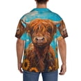 thumbnail image 3 of Fotbe Cute Cow Sunflowers Art Camisa Estampada de Manga Corta para Hombre, Casual de Verano, Estilo Playero, Sin Arrugas-Large, 3 of 5