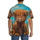 thumbnail image 3 of Fotbe Cute Cow Sunflowers Art Camisa Estampada de Manga Corta para Hombre, Casual de Verano, Estilo Playero, Sin Arrugas-Small, 3 of 5