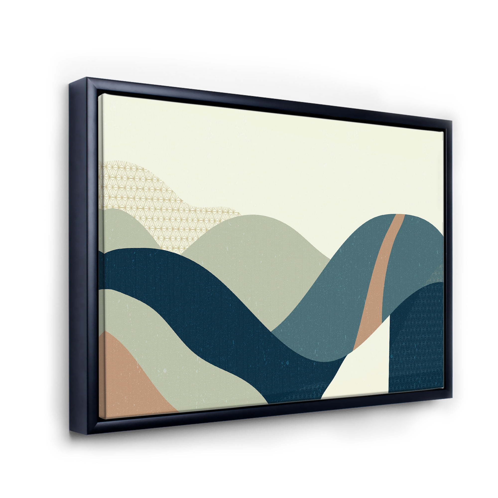 Designart 'Landscape With Hills Abstract Geometric Art' Modern Framed Canvas Wall Art Print