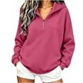 thumbnail image 2 of Smsaxvxz Half Zipper Oversized Sweatshirts for Women Casual Long Sleeve Shirts Solid Pullover Tops Fashion Fall Outfits Hot Pink S, 2 of 7
