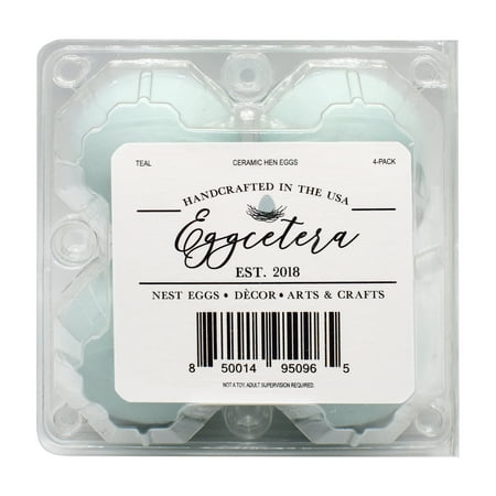 Eggcetera Ceramic Nest Eggs Easter Fake Dummy Blue Nesting Chicken Eggs Decor (Ameraucana) - 4 pack