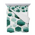 thumbnail image 7 of Turquoise Marble Full Size Down Alternative Comforter, Lightweight Comforter Quilt Bedding Set with Pillow Shams Gold White Geometric Hexagon Modern All Seasons Bed Comforter Duvet Insert 78"x90", 7 of 7