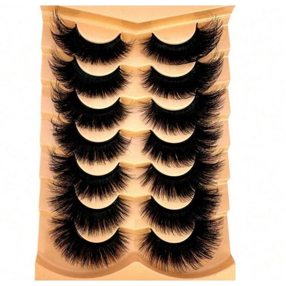 22MM Wispy Long False Eyelashes Pack of 7 for Makeup