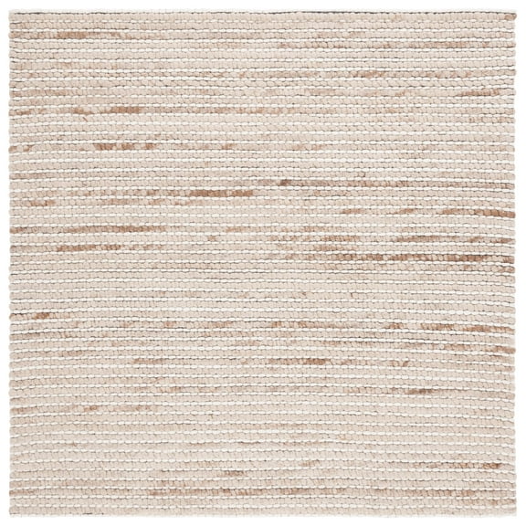 SAFAVIEH Marbella Burton Striped Wool Area Rug, Taupe/Ivory, 6' x 6' Square