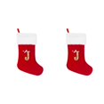 thumbnail image 4 of Billuyoard Medias navideñas con letras - Calcetín de tela de Papá Noel para niños Bolsa de dulces Única crea festiva grande roja J J roja grande 2Conjunto, 4 of 6