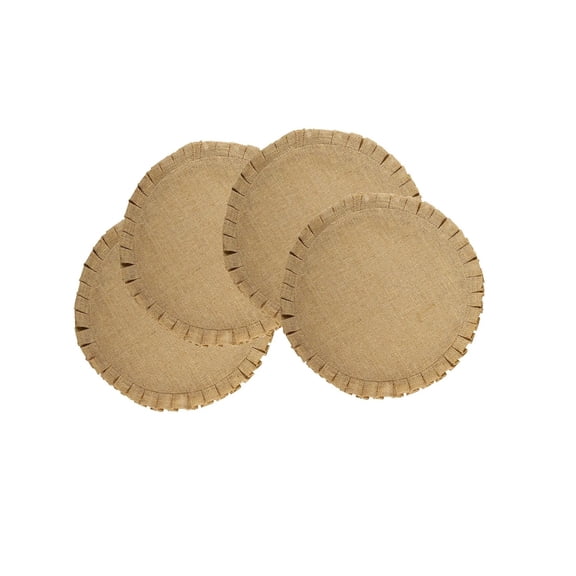 MAE Set of 4 Round Jute Table Placemats - Vintage Mats for Parties, Dining Table, Coasters - Decorative Placemats Jute
