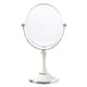thumbnail image 2 of Espejo de maquillaje plegable ajustable con giro de 360° - Doble cara con aumento 1x/3x, espejo portátil de tocador de escritorio con soporte para afeitado y cosméticos, blanco, 2 of 8