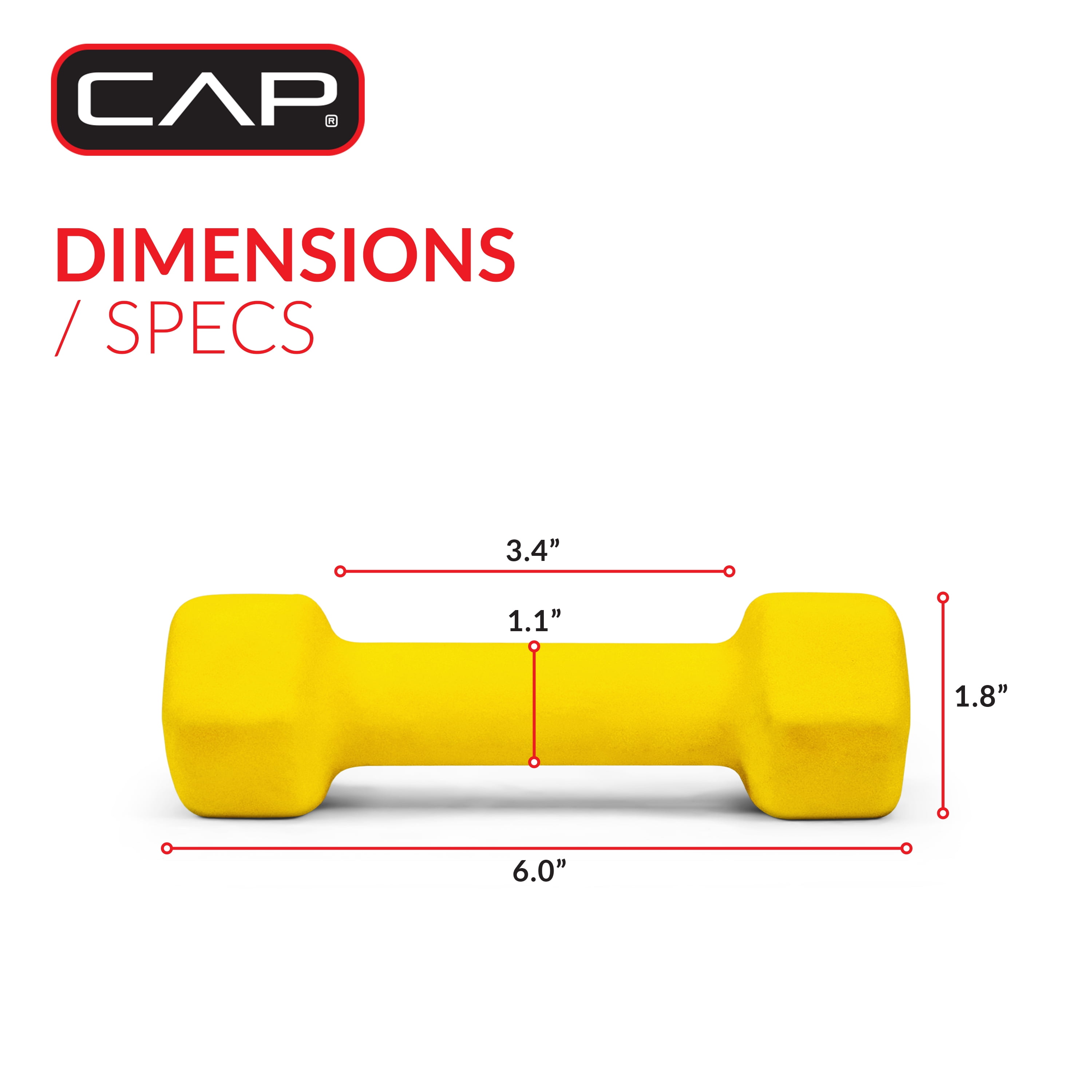 CAP, 2lb Neoprene Dumbbell, Yellow, Single