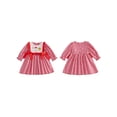 thumbnail image 2 of RUINIXCW Toddler Baby Girl Christmas Dress Outfit Infant Baby Girl Fall Winter Giangham Plaid Dress Clothes Cute Santa Tree Deer Embroidery Long Sleeve Ruffled Dress, 2 of 9