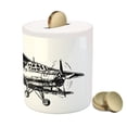 thumbnail image 3 of Vintage Airplane Piggy Bank, Drawing of a Monoplane Sketchy Monochrome Design, Ceramic Coin Bank Money Box for Cash Saving, 3.6" X 3.2", Black and White, by Ambesonne, 3 of 4