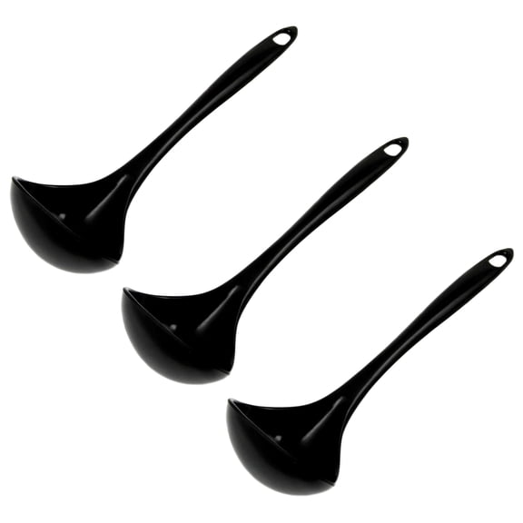 Chef Craft 10.5" Long Melamine Serving & Cooking Ladle - Dishwasher Safe Soup Spoon - Black 3 Pack