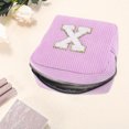 thumbnail image 3 of Unique Bargains 1 Pc Letter x Pattern Makeup Bag for Travel Pink Purple Corduroy, 3 of 6
