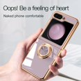 thumbnail image 7 of for Samsung Galaxy Z Flip 5 Case with Stand 360° Rotatable Ring Holder Kickstand [Magnetic Car Mount] Gold Plating for Women Men Shockproof Protective Cover for Samsung Z Flip 5 5G (Purple), 7 of 7