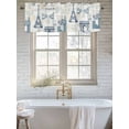 thumbnail image 6 of Curtain Valance for Windows, Vintage Paris Architectural Blue Kitchen Valances Rod Pocket Short Curtains, Modern Abstract Art Window Valance for Bedroom Bathroom Living room 54x18in, 6 of 9