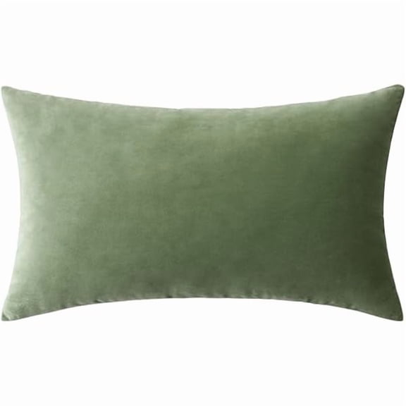 Pillow Cover Sage Green Velvet Throw Pillow Cover 12 x 20 Inch Soft Decorative Pillow Cover Lumbar Cushion Case Home Decor for Spring Couch Sofa Bedroom