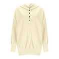 thumbnail image 5 of UTSJKR Oversized Hoodies for Women Thick Half Button V Neck Long Sleeve Sweatshirts Ribbed Pullover with Pockets Beige XXL, 5 of 6