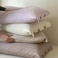 thumbnail image 2 of Xiao Hua Juego de 2 fundas de almohada 100 % algodón, tamaño estándar, con ribete de botones, suaves y duraderas, con un efecto refrescante premium para cama (48 x 73 cm, tira ancha, gris azulado)., 2 of 5