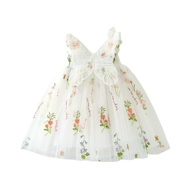 COM1950s Robe d'Été Décontractée, Robe Sans Manches à Bretelles en Maille à Fleurs pour Enfants