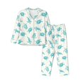 thumbnail image 1 of Fotbe Turtle Conjunto de Pijama de Manga Larga para Mujer con Estampado, Ropa de Dormir de 2 Piezas, Conjunto de Casa Suave y Cómodo con Bolsillos-Large, 1 of 7