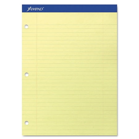 Ampad Double Sheets Pad, Legal/Wide, 8 1/2 x 11 3/4, Canary, 100 Sheets -TOP20243