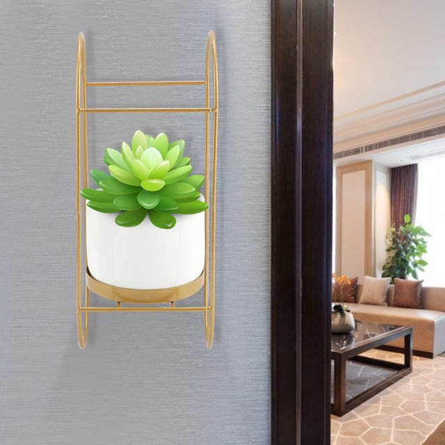 Soporte Para Maceta, Juego De Exhibición De Plantas, Soporte Para Exhibición De Plantas, Proyecto Ecológico, Decoración Del Hogar YLSHRF Macetero Blanco + Estante Dorado