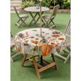 thumbnail image 3 of Outdoor Tablecloth with Umbrella Hole and Zipper, Orange Green Fall Round Table Cloth 54 Inch Waterproof Tablecloth, Pumpkins Botanical Thanksgiving Rustic Picnic Table Cover for Patio Camping, 3 of 7