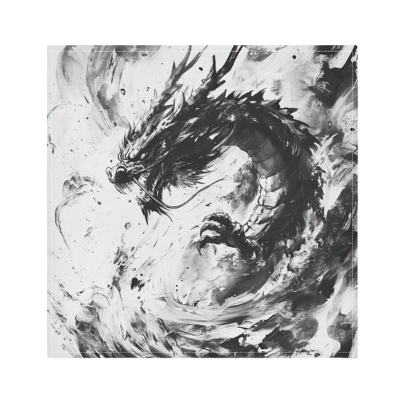 WOBOGO Black Dragon Cloth Napkins 1 Piece Soft Elegant Touch Durable Absorbent Quick Drying for Elegant Dining